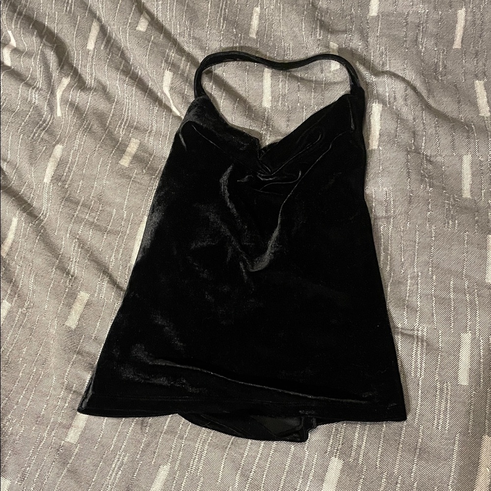 Anthropologie Black Velvet halter Tank Top